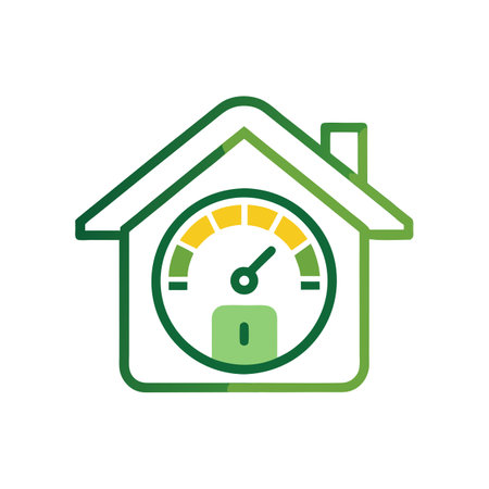 Home Energy Efficiency Meter Icon: Green Building Performance, Consumption and Savingsのイラスト素材