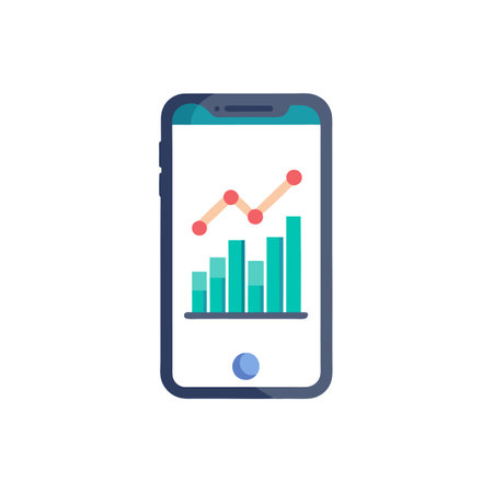 Smartphone displaying financial growth chart with upward trend graph and bar chart.のイラスト素材
