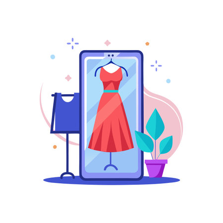 Online Dress Shopping with a Smartphone App: Fashion, Style, and Boutiqueのイラスト素材