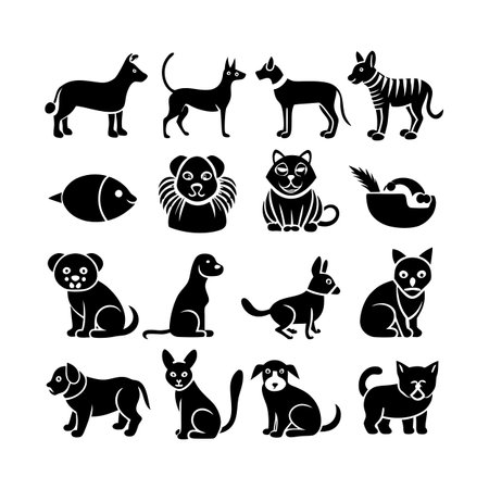 Set of cute dogs and cats icons, silhouette style icon vector illustration designのイラスト素材