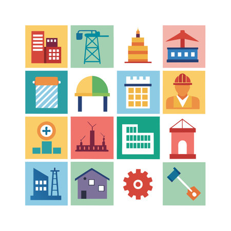 Construction and Engineering Icon Set Collection Vector for UI Documents Websites and Mobile Applicationsのイラスト素材