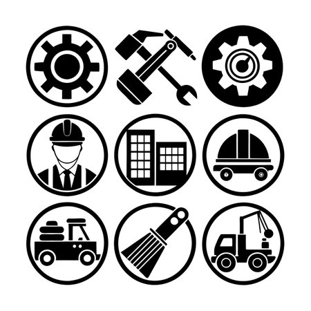 Construction and Engineering Icon Set Collection Vector for UI Documents Websites and Mobile Applicationsのイラスト素材