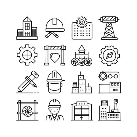 Construction and Engineering Icon Set Collection Vector for UI Documents Websites and Mobile Applicationsのイラスト素材