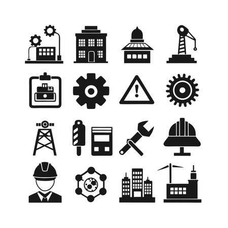 Construction and Engineering Icon Set Collection Vector for UI Documents Websites and Mobile Applicationsのイラスト素材