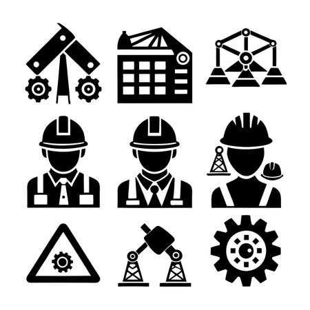 Construction and Engineering Icon Set Collection Vector for UI Documents Websites and Mobile Applicationsのイラスト素材