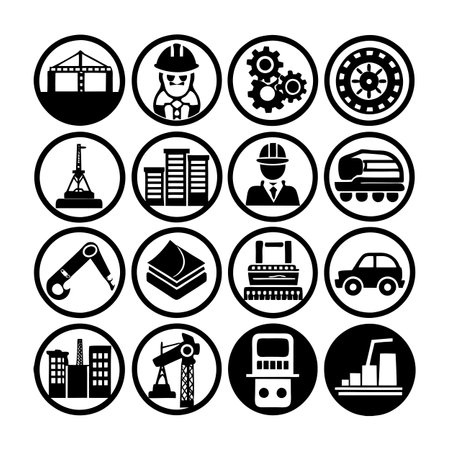 Construction and Engineering Icon Set Collection Vector for UI Documents Websites and Mobile Applicationsのイラスト素材