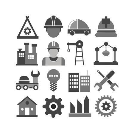 Construction and Engineering Icon Set Collection Vector for UI Documents Websites and Mobile Applicationsのイラスト素材