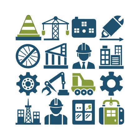 Construction and Engineering Icon Set Collection Vector for UI Documents Websites and Mobile Applicationsのイラスト素材