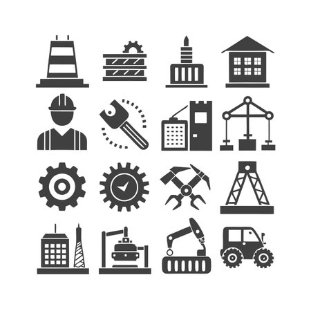 Construction and Engineering Icon Set Collection Vector for UI Documents Websites and Mobile Applicationsのイラスト素材