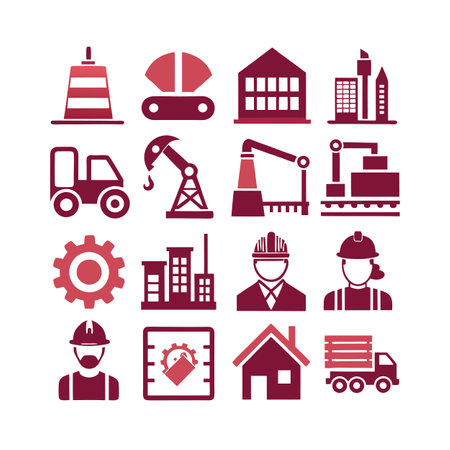Construction and Engineering Icon Set Collection Vector for UI Documents Websites and Mobile Applicationsのイラスト素材