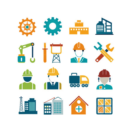 Construction and Engineering Icon Set Collection Vector for UI Documents Websites and Mobile Applicationsのイラスト素材