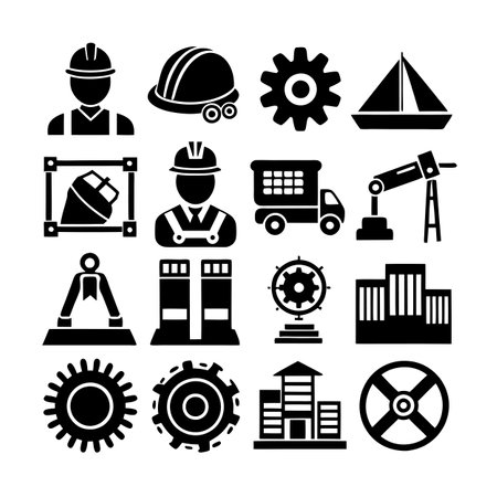 Construction and Engineering Icon Set Collection Vector for UI Documents Websites and Mobile Applicationsのイラスト素材
