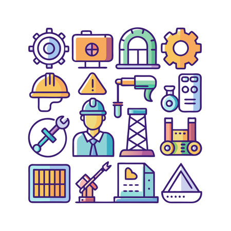 Construction and Engineering Icon Set Collection Vector for UI Documents Websites and Mobile Applicationsのイラスト素材