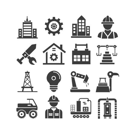 Construction and Engineering Icon Set Collection Vector for UI Documents Websites and Mobile Applicationsのイラスト素材