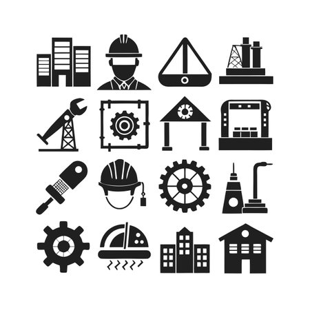 Construction and Engineering Icon Set Collection Vector for UI Documents Websites and Mobile Applicationsのイラスト素材
