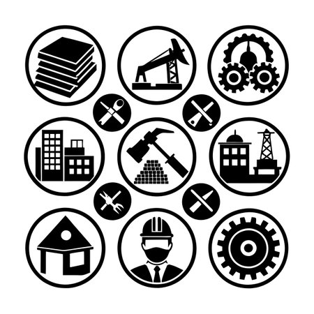 Construction and Engineering Icon Set Collection Vector for UI Documents Websites and Mobile Applicationsのイラスト素材