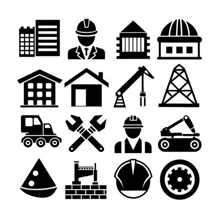 Construction and Engineering Icon Set Collection Vector for UI Documents Websites and Mobile Applicationsのイラスト素材