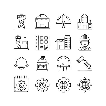 Construction and Engineering Icon Set Collection Vector for UI Documents Websites and Mobile Applicationsのイラスト素材