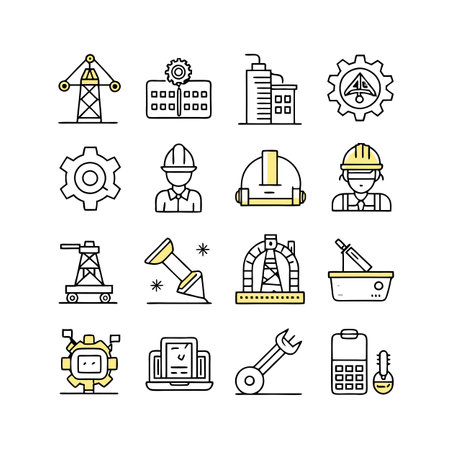 Construction and Engineering Icon Set Collection Vector for UI Documents Websites and Mobile Applicationsのイラスト素材