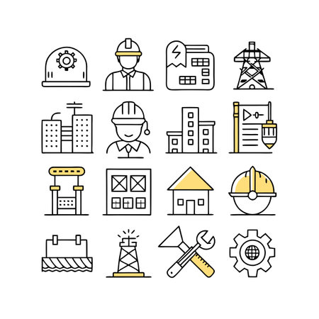 Construction and Engineering Icon Set Collection Vector for UI Documents Websites and Mobile Applicationsのイラスト素材