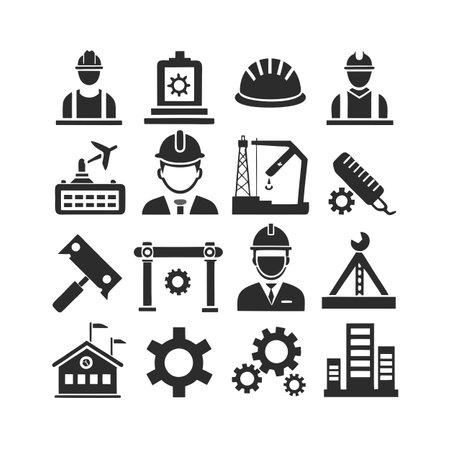 Construction and Engineering Icon Set Collection Vector for UI Documents Websites and Mobile Applicationsのイラスト素材