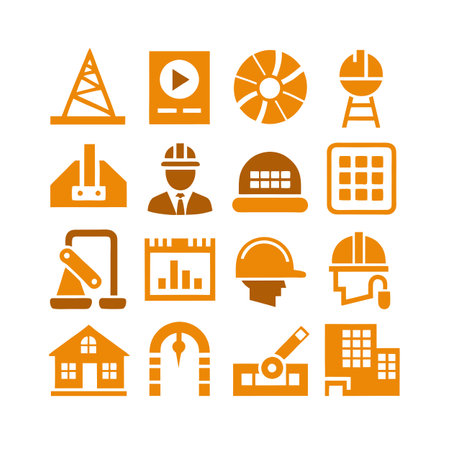 Construction and Engineering Icon Set Collection Vector for UI Documents Websites and Mobile Applicationsのイラスト素材