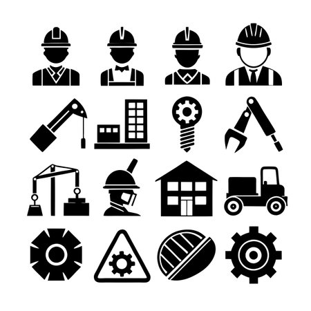 Construction and Engineering Icon Set Collection Vector for UI Documents Websites and Mobile Applicationsのイラスト素材