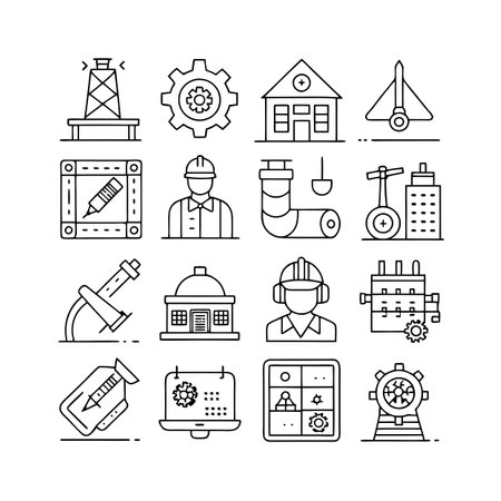 Construction and Engineering Icon Set Collection Vector for UI Documents Websites and Mobile Applicationsのイラスト素材