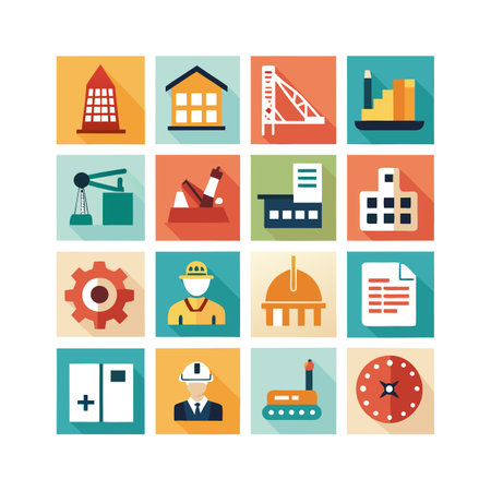 Construction and Engineering Icon Set Collection Vector for UI Documents Websites and Mobile Applicationsのイラスト素材