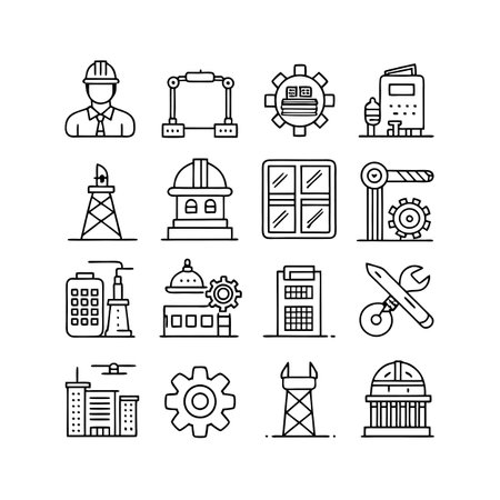 Construction and Engineering Icon Set Collection Vector for UI Documents Websites and Mobile Applicationsのイラスト素材