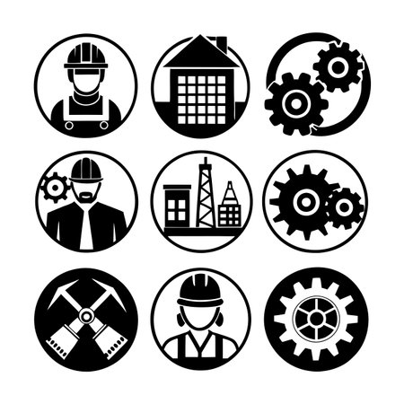 Construction and Engineering Icon Set Collection Vector for UI Documents Websites and Mobile Applicationsのイラスト素材