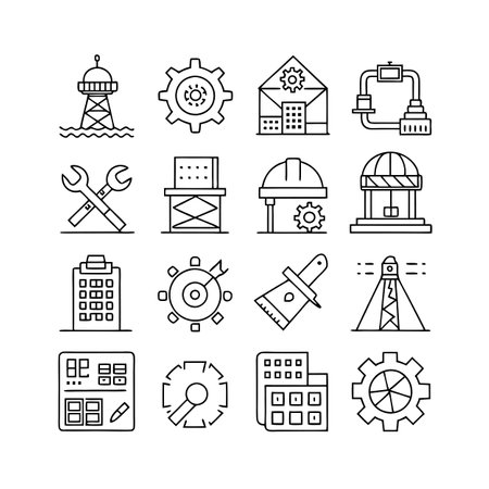 Construction and Engineering Icon Set Collection Vector for UI Documents Websites and Mobile Applicationsのイラスト素材