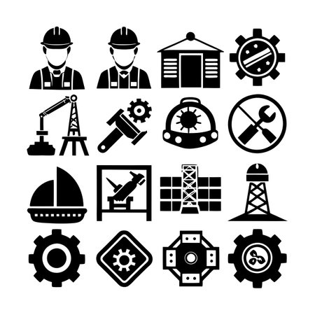 Construction and Engineering Icon Set Collection Vector for UI Documents Websites and Mobile Applicationsのイラスト素材