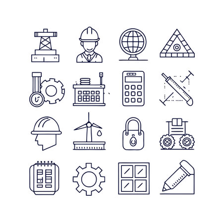 Construction and Engineering Icon Set Collection Vector for UI Documents Websites and Mobile Applicationsのイラスト素材