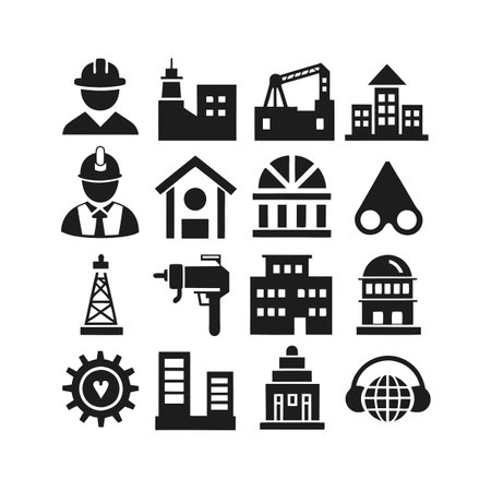 Construction and Engineering Icon Set Collection Vector for UI Documents Websites and Mobile Applicationsのイラスト素材