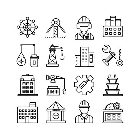 Construction and Engineering Icon Set Collection Vector for UI Documents Websites and Mobile Applicationsのイラスト素材