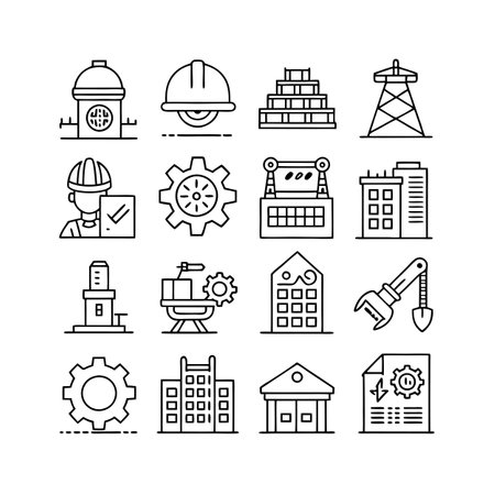 Construction and Engineering Icon Set Collection Vector for UI Documents Websites and Mobile Applicationsのイラスト素材