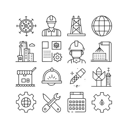 Construction and Engineering Icon Set Collection Vector for UI Documents Websites and Mobile Applicationsのイラスト素材