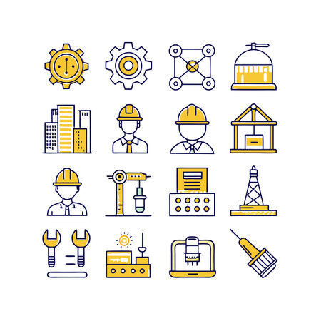 Construction and Engineering Icon Set Collection Vector for UI Documents Websites and Mobile Applicationsのイラスト素材