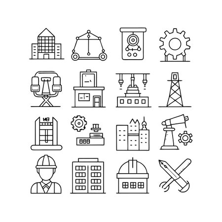Construction and Engineering Icon Set Collection Vector for UI Documents Websites and Mobile Applicationsのイラスト素材