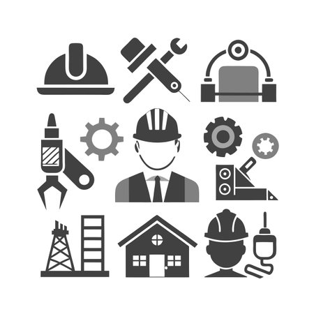 Construction and Engineering Icon Set Collection Vector for UI Documents Websites and Mobile Applicationsのイラスト素材