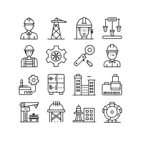 Construction and Engineering Icon Set Collection Vector for UI Documents Websites and Mobile Applicationsのイラスト素材
