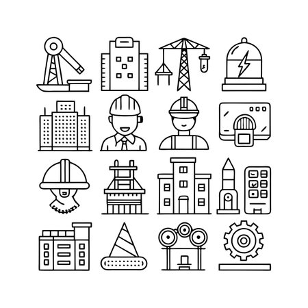 Construction and Engineering Icon Set Collection Vector for UI Documents Websites and Mobile Applicationsのイラスト素材