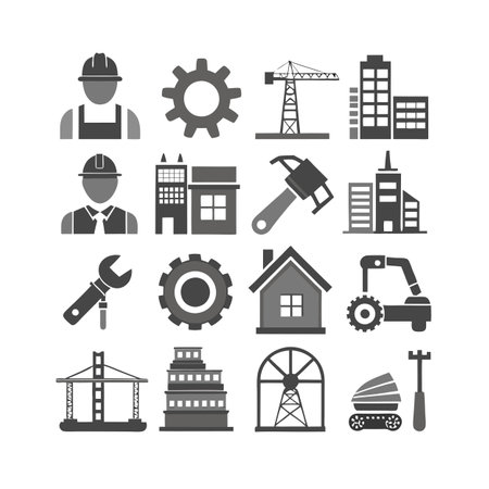 Construction and Engineering Icon Set Collection Vector for UI Documents Websites and Mobile Applicationsのイラスト素材
