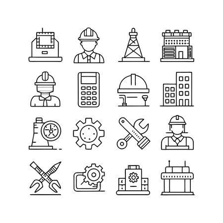 Construction and Engineering Icon Set Collection Vector for UI Documents Websites and Mobile Applicationsのイラスト素材