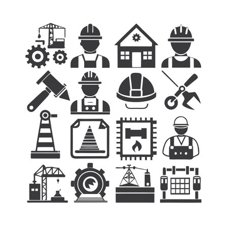 Construction and Engineering Icon Set Collection Vector for UI Documents Websites and Mobile Applicationsのイラスト素材