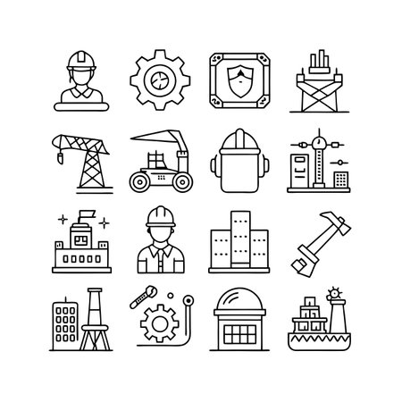 Construction and Engineering Icon Set Collection Vector for UI Documents Websites and Mobile Applicationsのイラスト素材