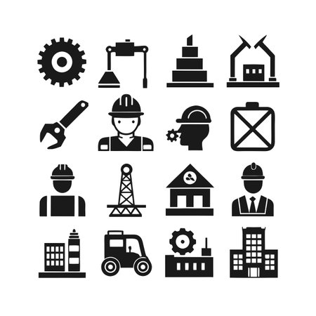 Construction and Engineering Icon Set Collection Vector for UI Documents Websites and Mobile Applicationsのイラスト素材
