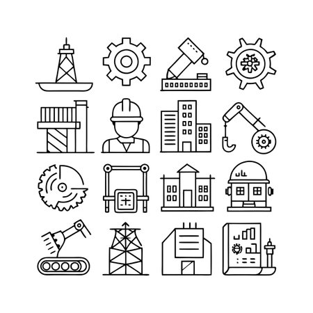 Construction and Engineering Icon Set Collection Vector for UI Documents Websites and Mobile Applicationsのイラスト素材