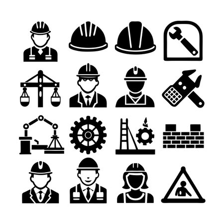 Construction and Engineering Icon Set Collection Vector for UI Documents Websites and Mobile Applicationsのイラスト素材